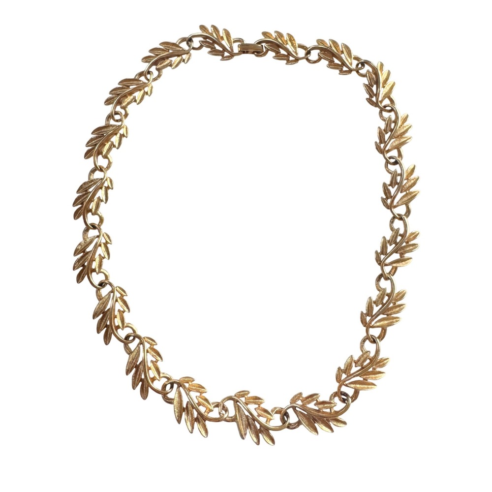 Vintage Napier Gold Tone Leaf Link Necklace Luxurious Elegant Timeless